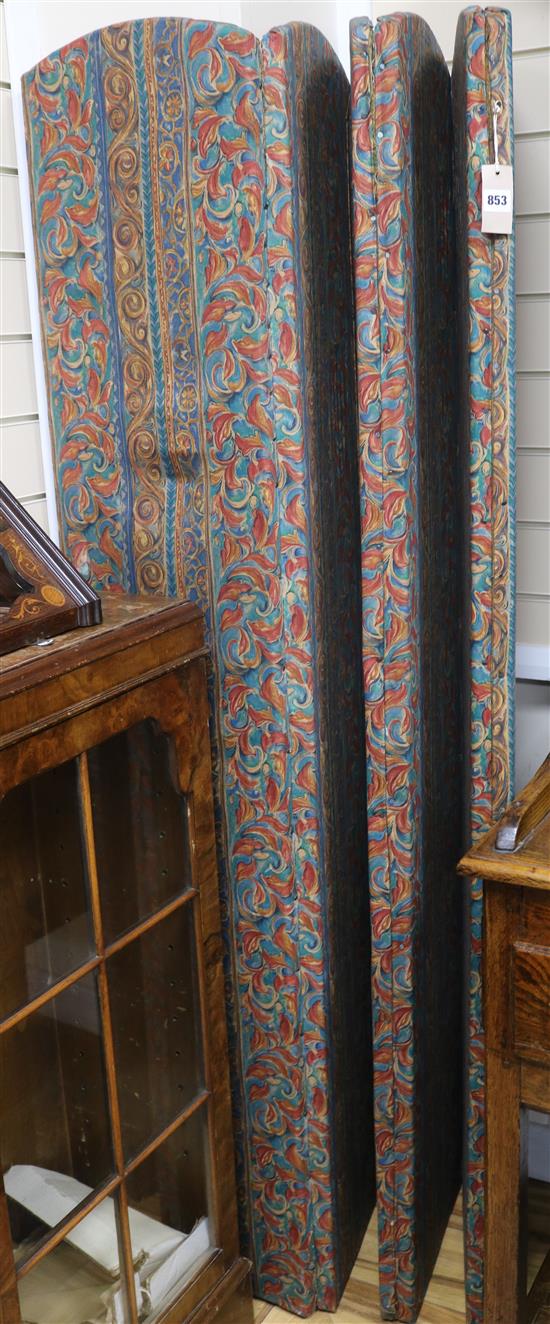 A Bloomsbury school style six fold dressing screen, H.167cm